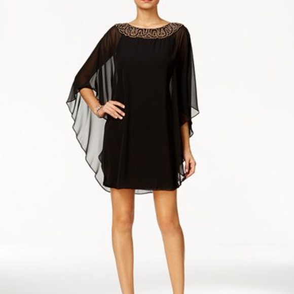 chiffon cape overlay dress